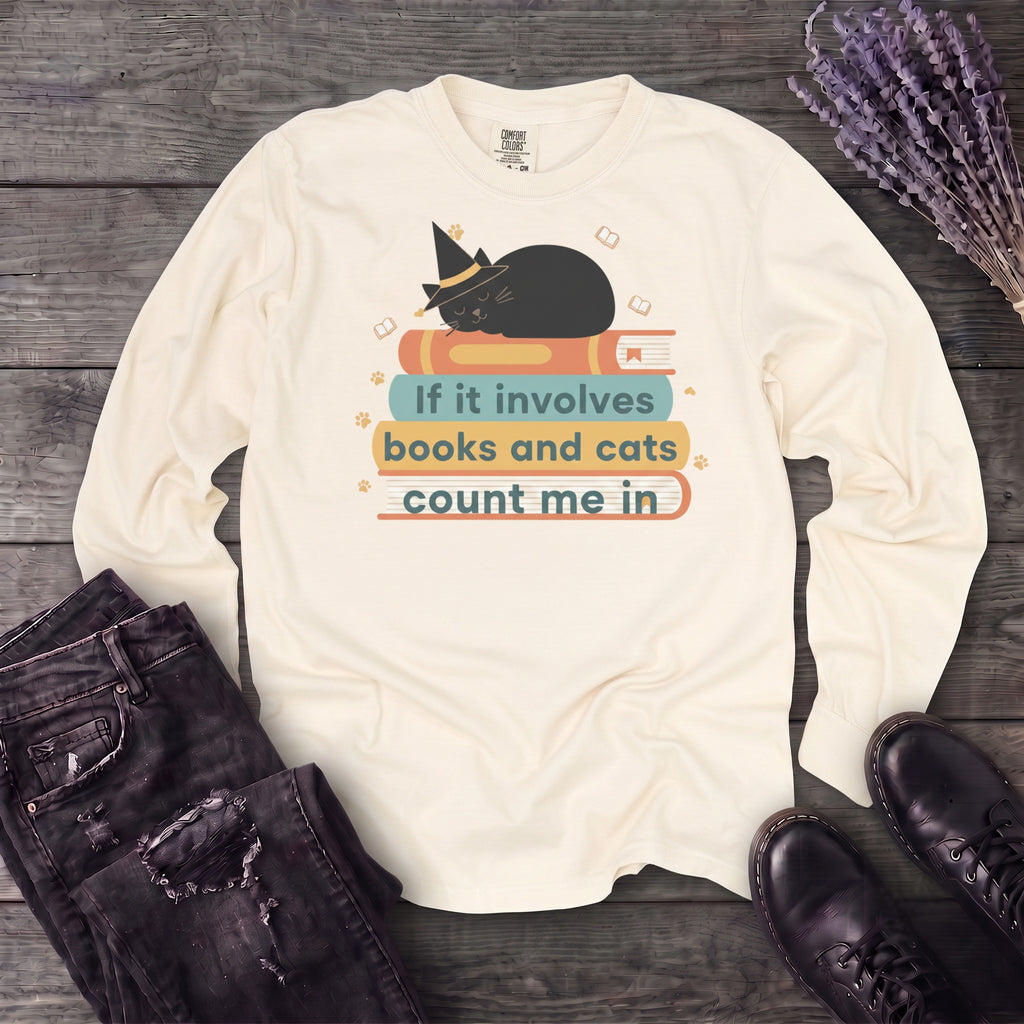 books and cats Long Sleeve T-Shirt
