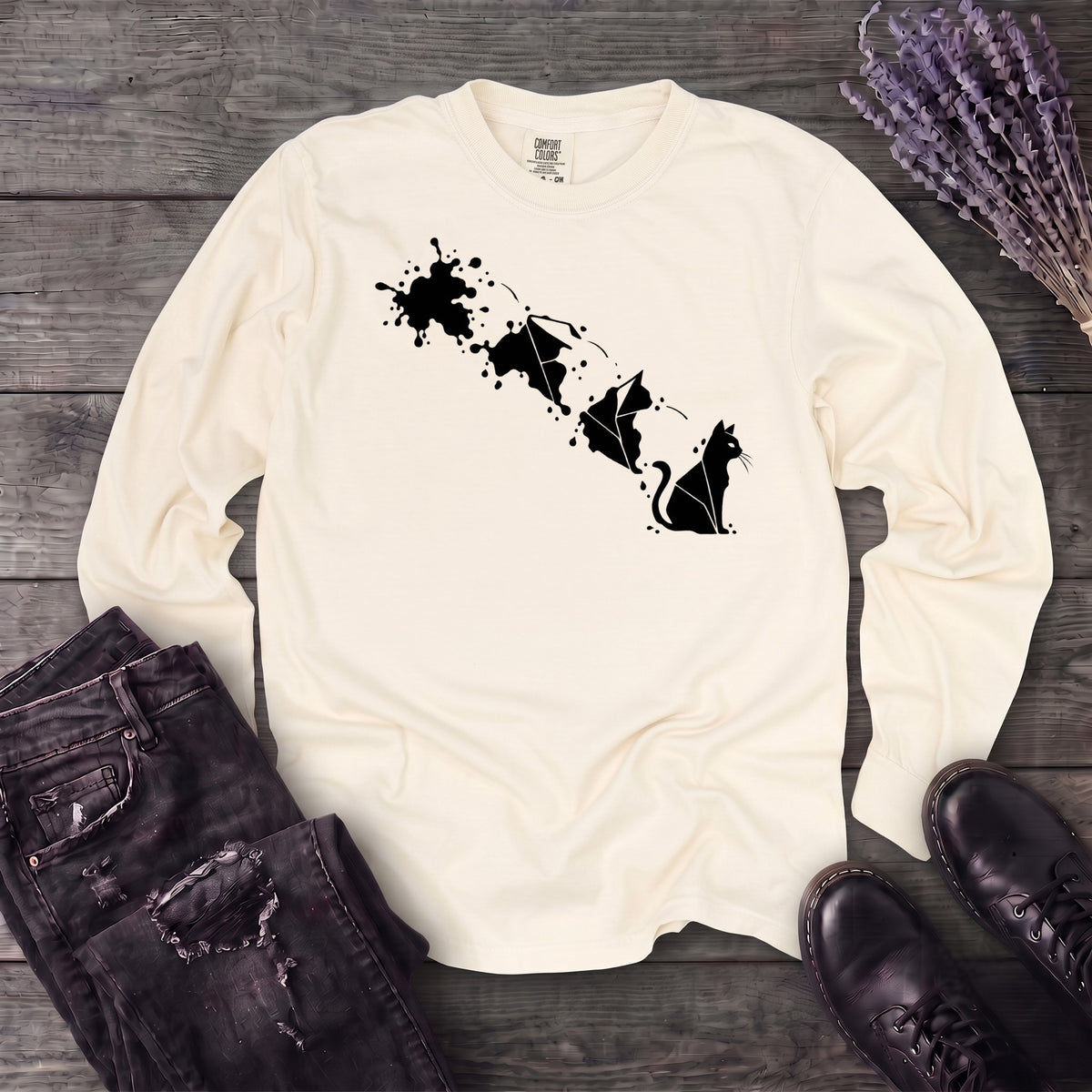 Inkblot Cat Long Sleeve T-Shirt