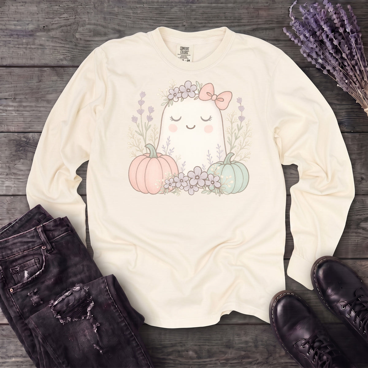 Boho Coquette Ghost Long Sleeve T-Shirt
