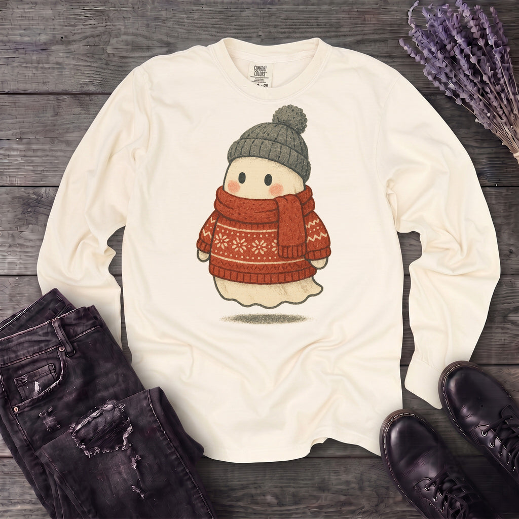 Christmas Sweater Ghost Long Sleeve T-Shirt