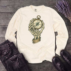 Nautical Compass Skeleton Hand Long Sleeve T-Shirt