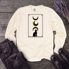 art deco black cat moon phases Long Sleeve T-Shirt
