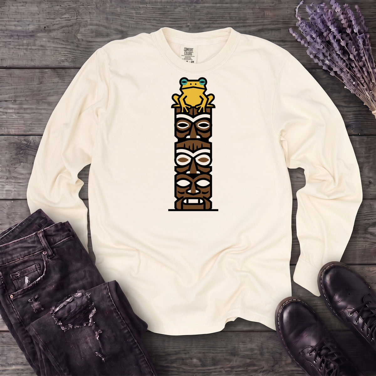 Tiki Tower Frog Long Sleeve T-Shirt