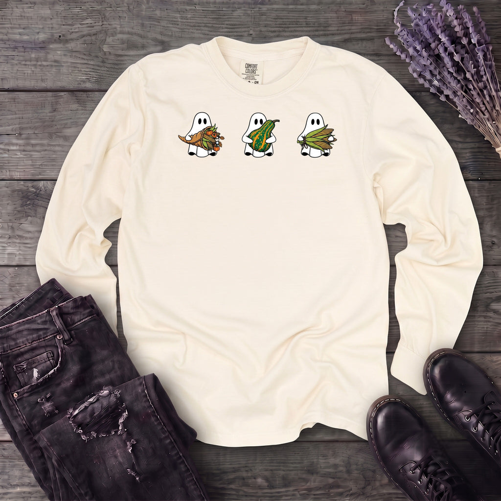 Ghosts Autumn Gourds Long Sleeve T-Shirt