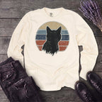 Cat Silhouette Sunset Grunge Long Sleeve T-Shirt