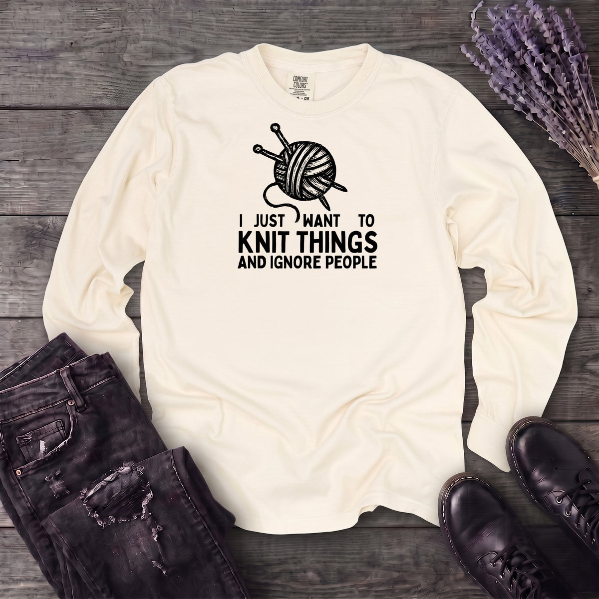 Knit Things And Ignore People Long Sleeve T-Shirt