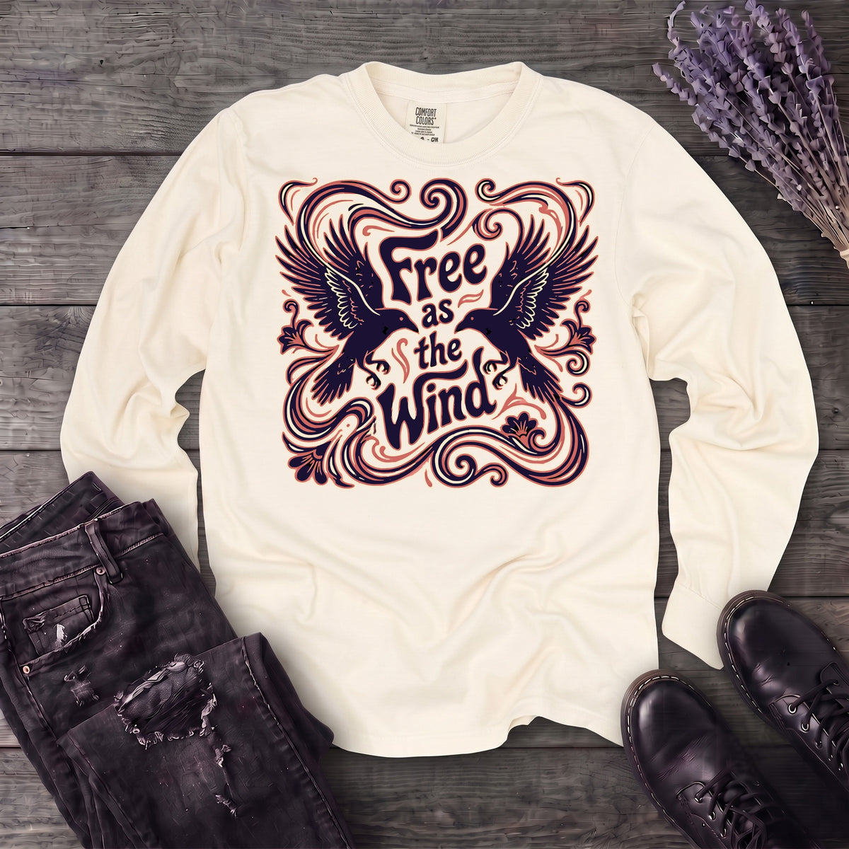 Free As The Wind Crows Long Sleeve T-Shirt