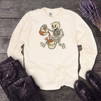 Coffee Skeleton Cartoon Long Sleeve T-Shirt