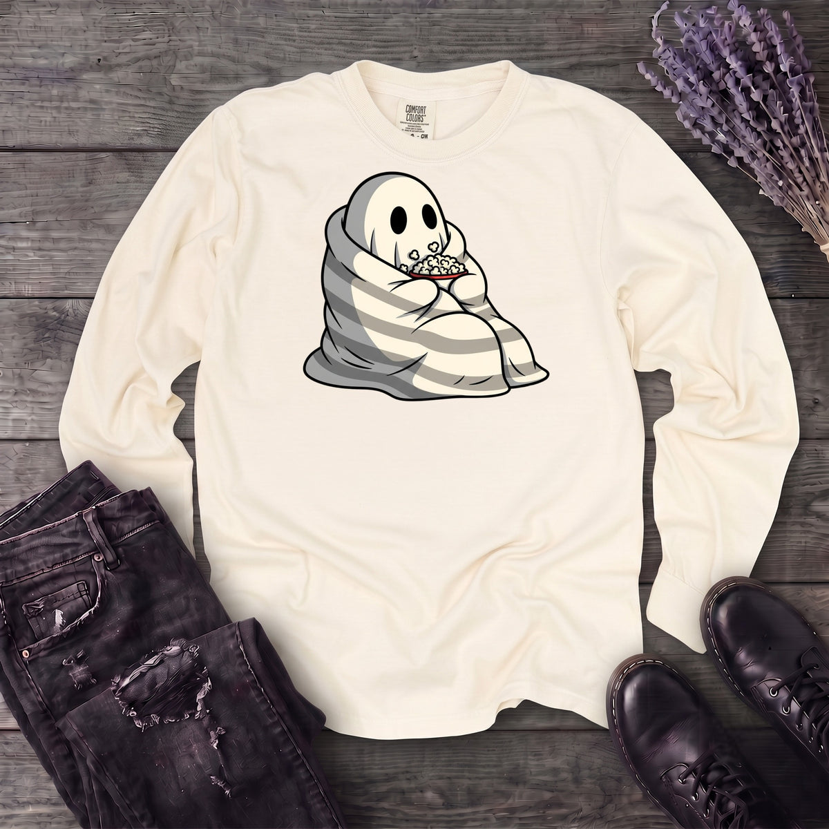Movie Night Ghost Long Sleeve T-Shirt