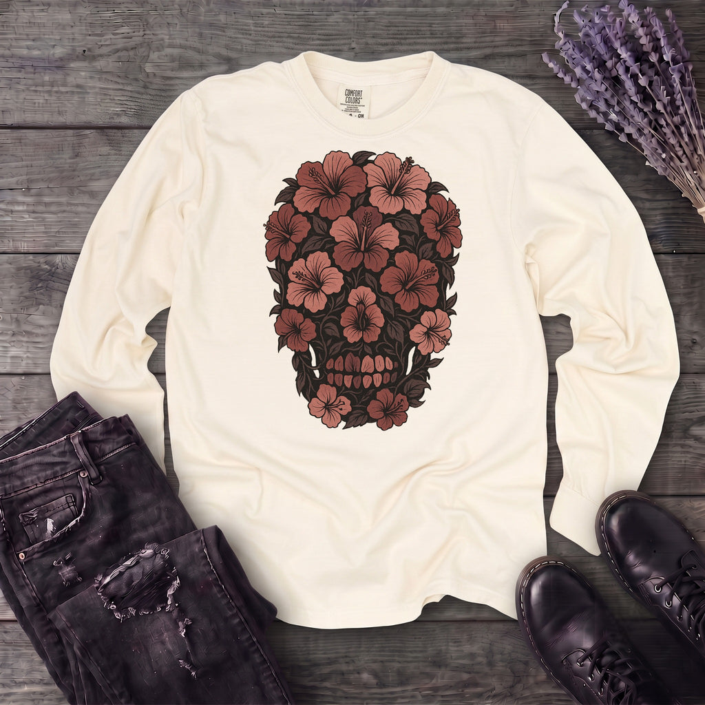 Hibiscus Skull Long Sleeve T-Shirt