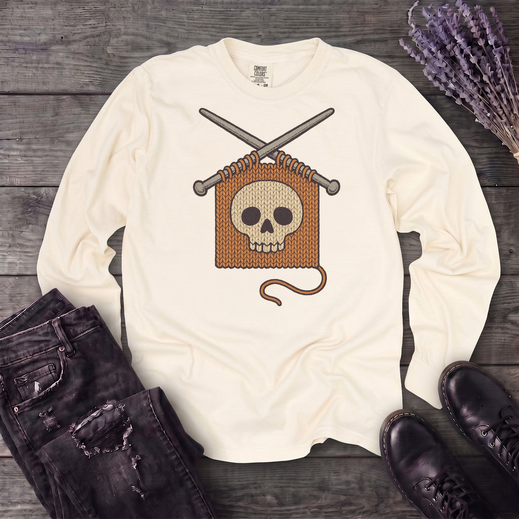 Knit Skull Long Sleeve T-Shirt