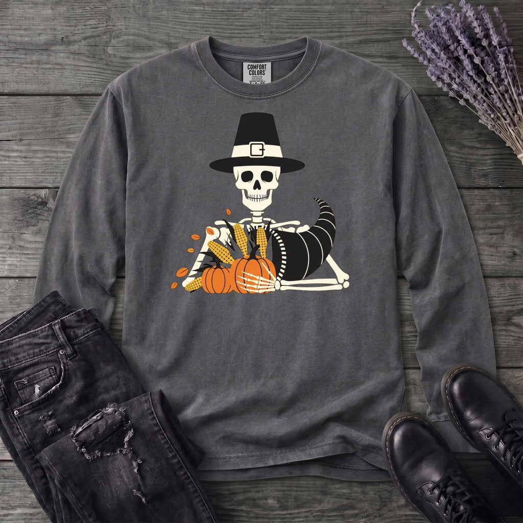 Pilgrim Skeleton Cornucopia Long Sleeve T-Shirt