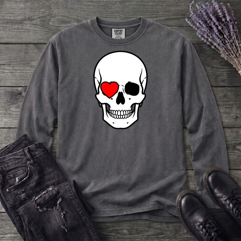 Heart Eye Skull Long Sleeve T-Shirt