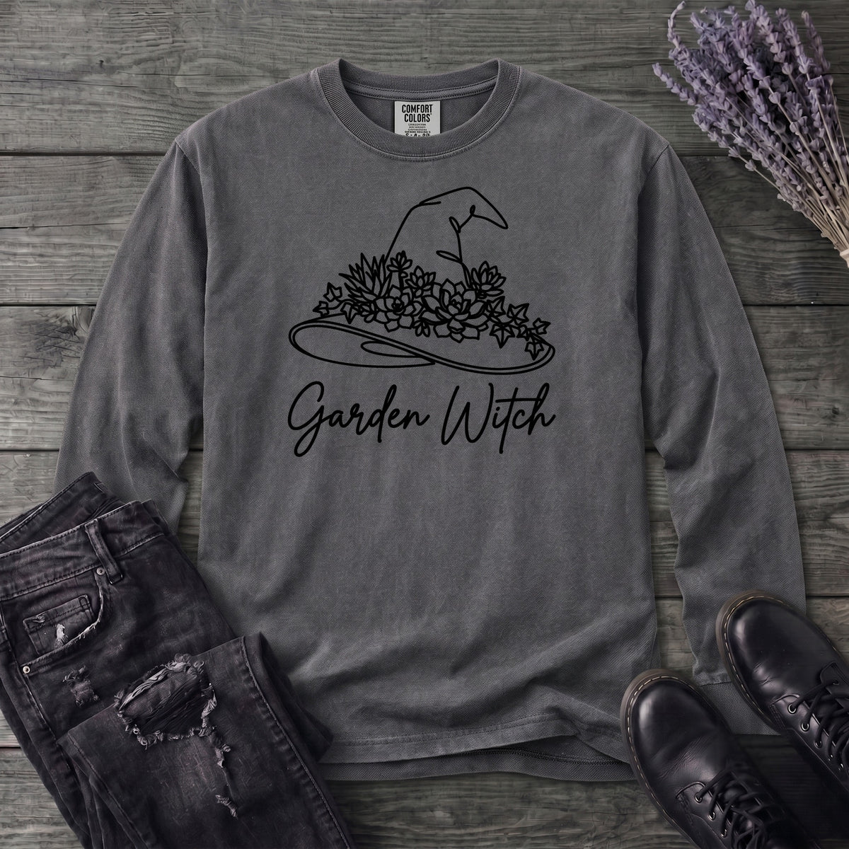 garden witch floral hat Long Sleeve T-Shirt