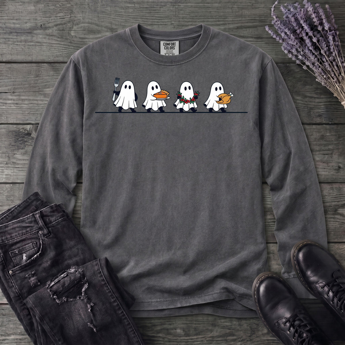Four Ghost Thanksgiving Long Sleeve T-Shirt