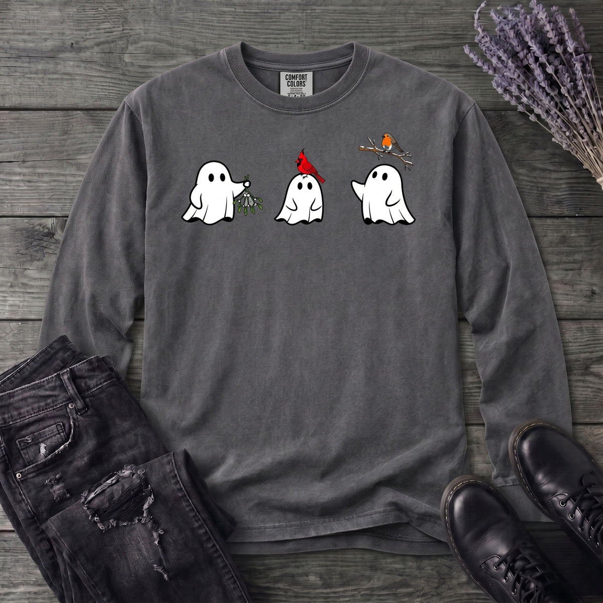 Ghosts With Birds Long Sleeve T-Shirt