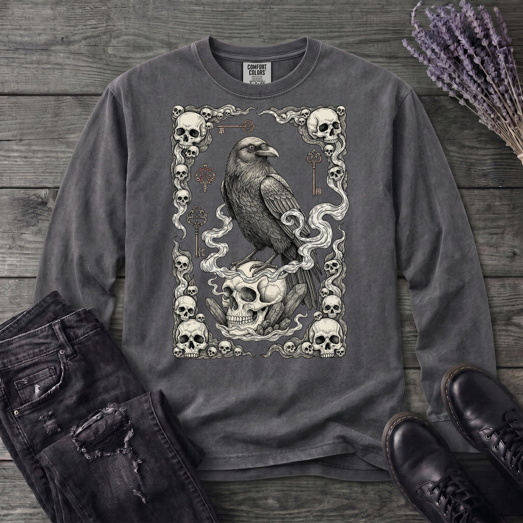 Raven Skull Card Long Sleeve T-Shirt