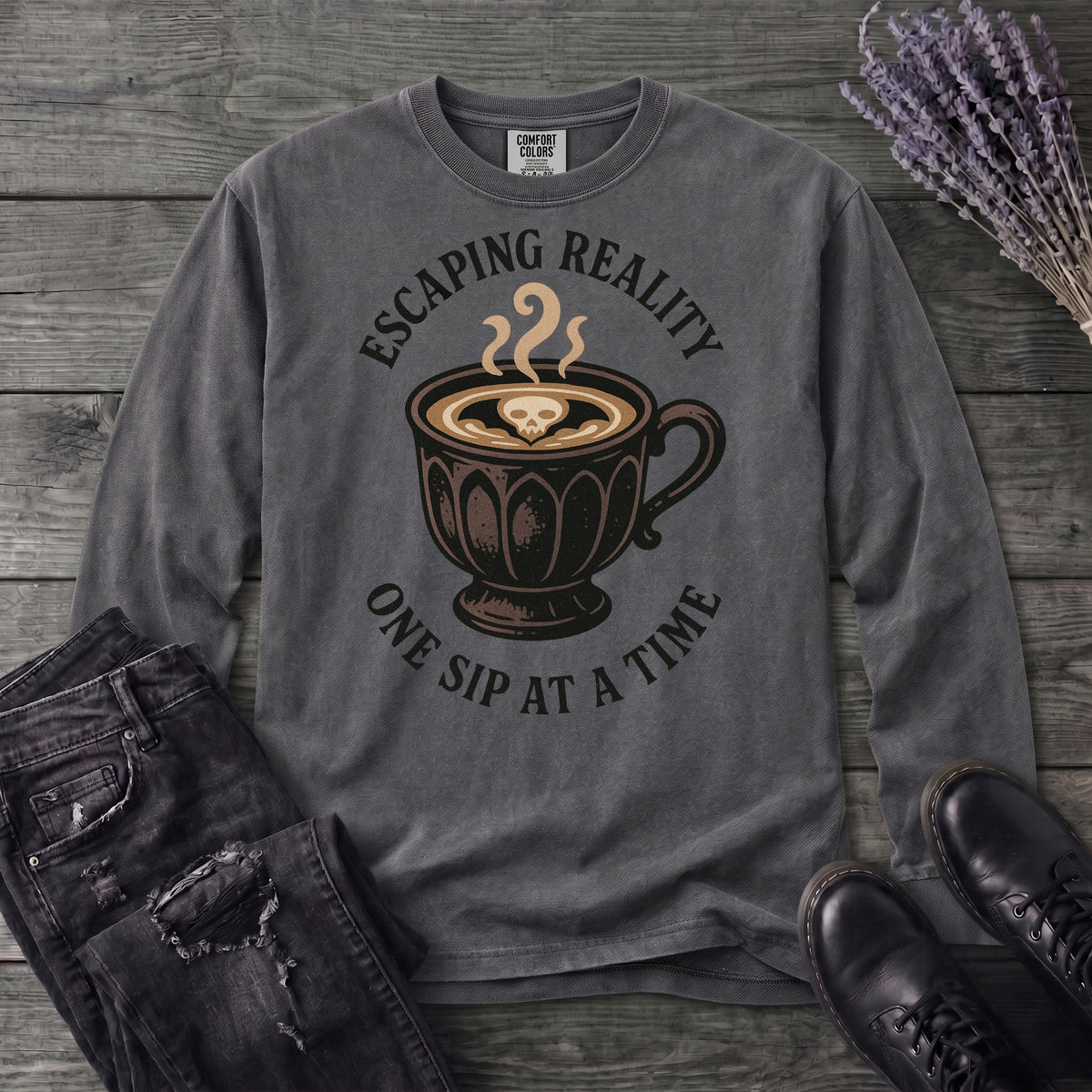 Escaping Reality One Sip At A Time Long Sleeve T-Shirt