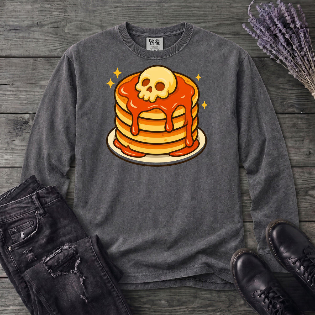 Skull Butter Pancakes Long Sleeve T-Shirt