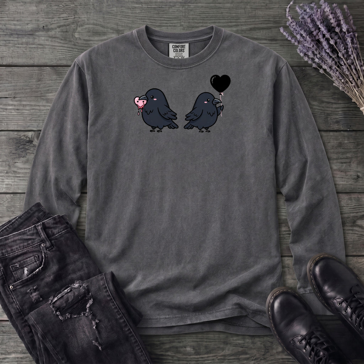 Cute Crow Couple Long Sleeve T-Shirt