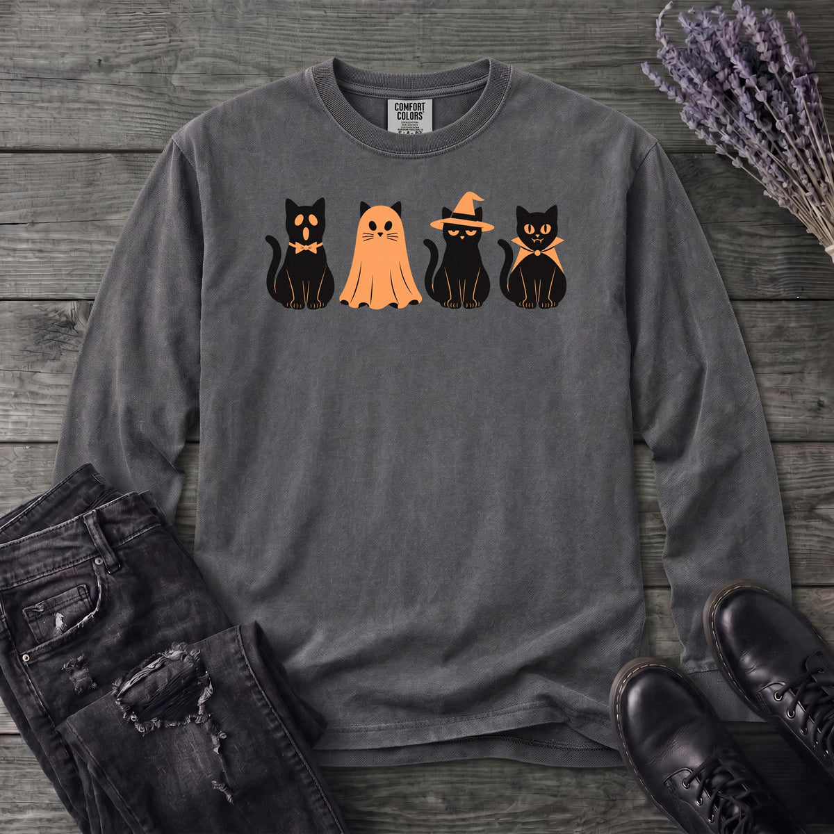 Black Cat Costume Party Long Sleeve T-Shirt