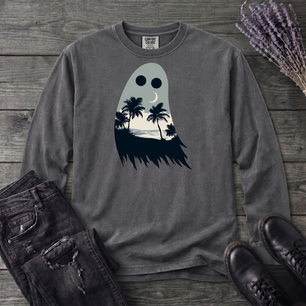 tropical ghost silhouette Long Sleeve T-Shirt