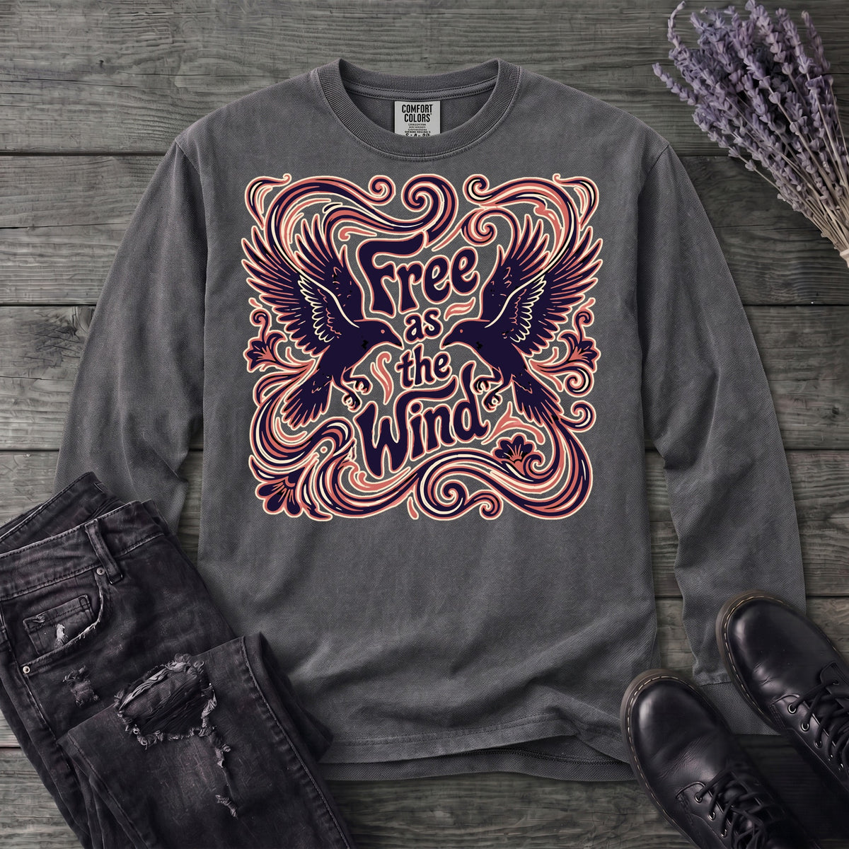 Free As The Wind Crows Long Sleeve T-Shirt