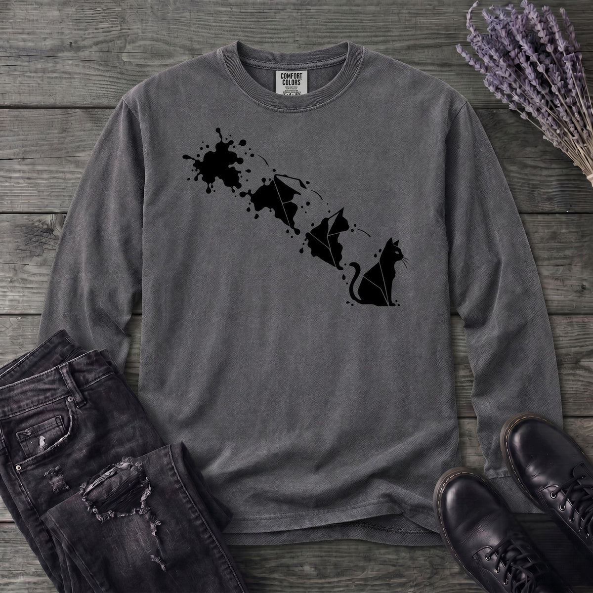 Inkblot Cat Long Sleeve T-Shirt