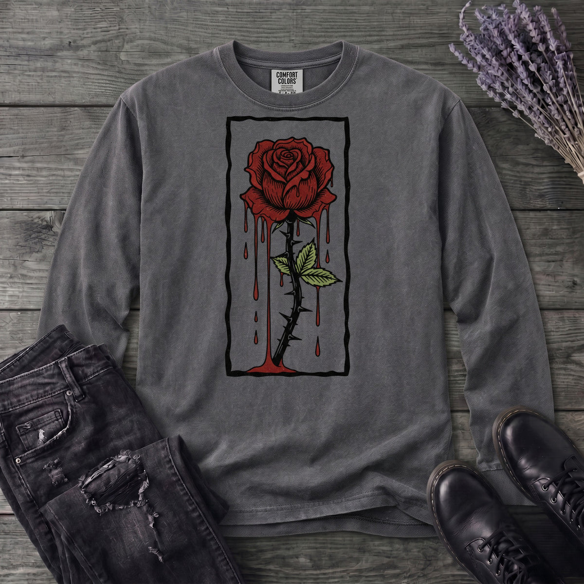dripping rose Long Sleeve T-Shirt