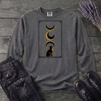 art deco black cat moon phases Long Sleeve T-Shirt