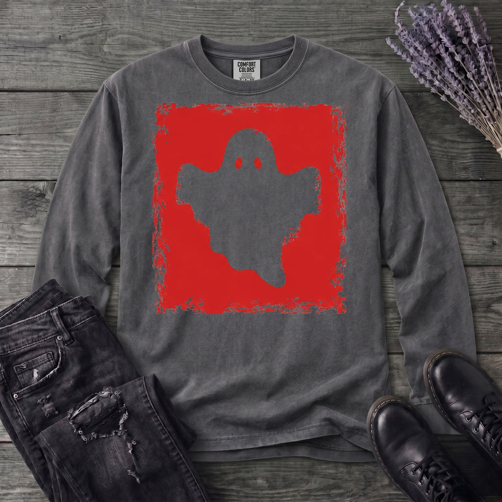 Grunge Stencil Ghost Long Sleeve T-Shirt