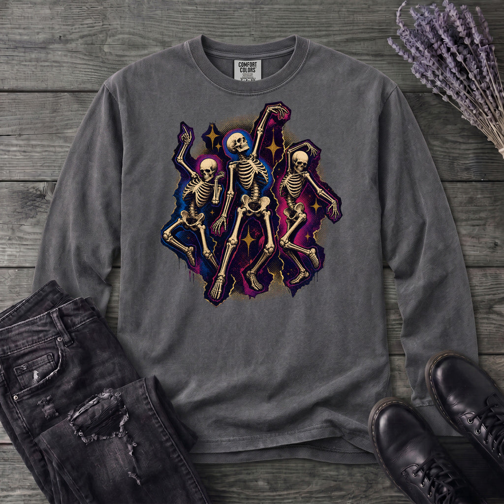Textured Dancing Skeletons Long Sleeve T-Shirt