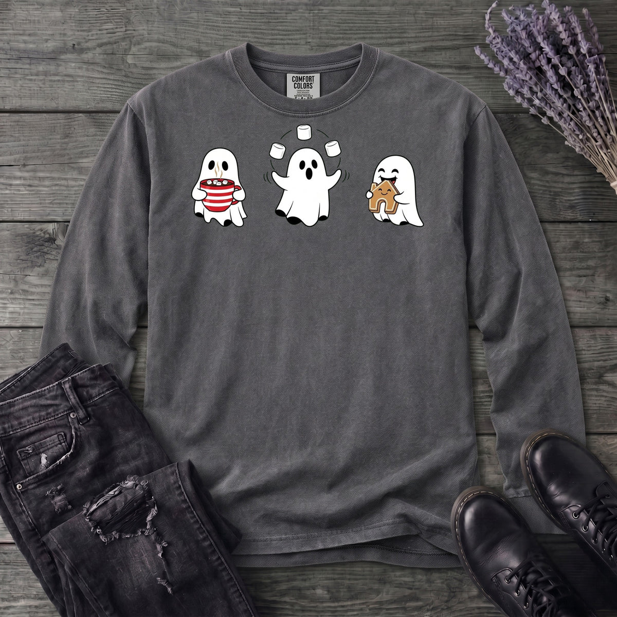 Hot Cocoa Ghosts Long Sleeve T-Shirt