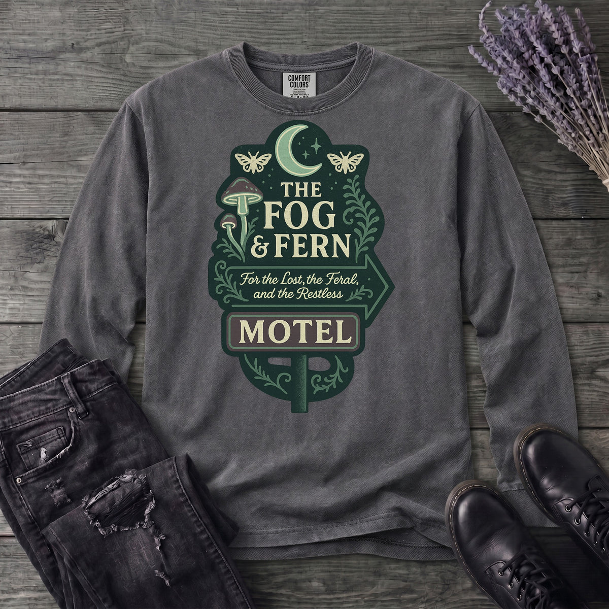 The Fog And Fern Motel Long Sleeve T-Shirt