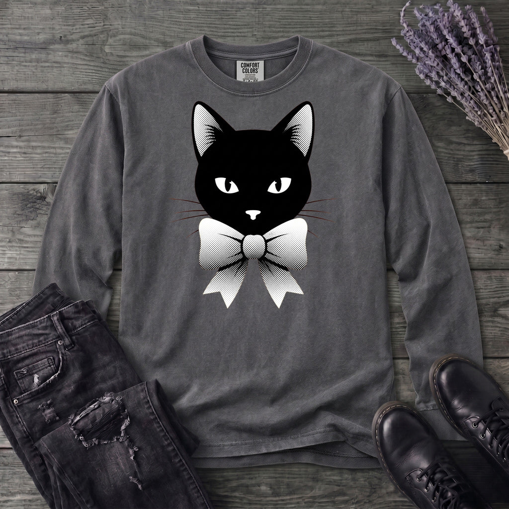 Retro Halftone Coquette Black Cat Long Sleeve T-Shirt