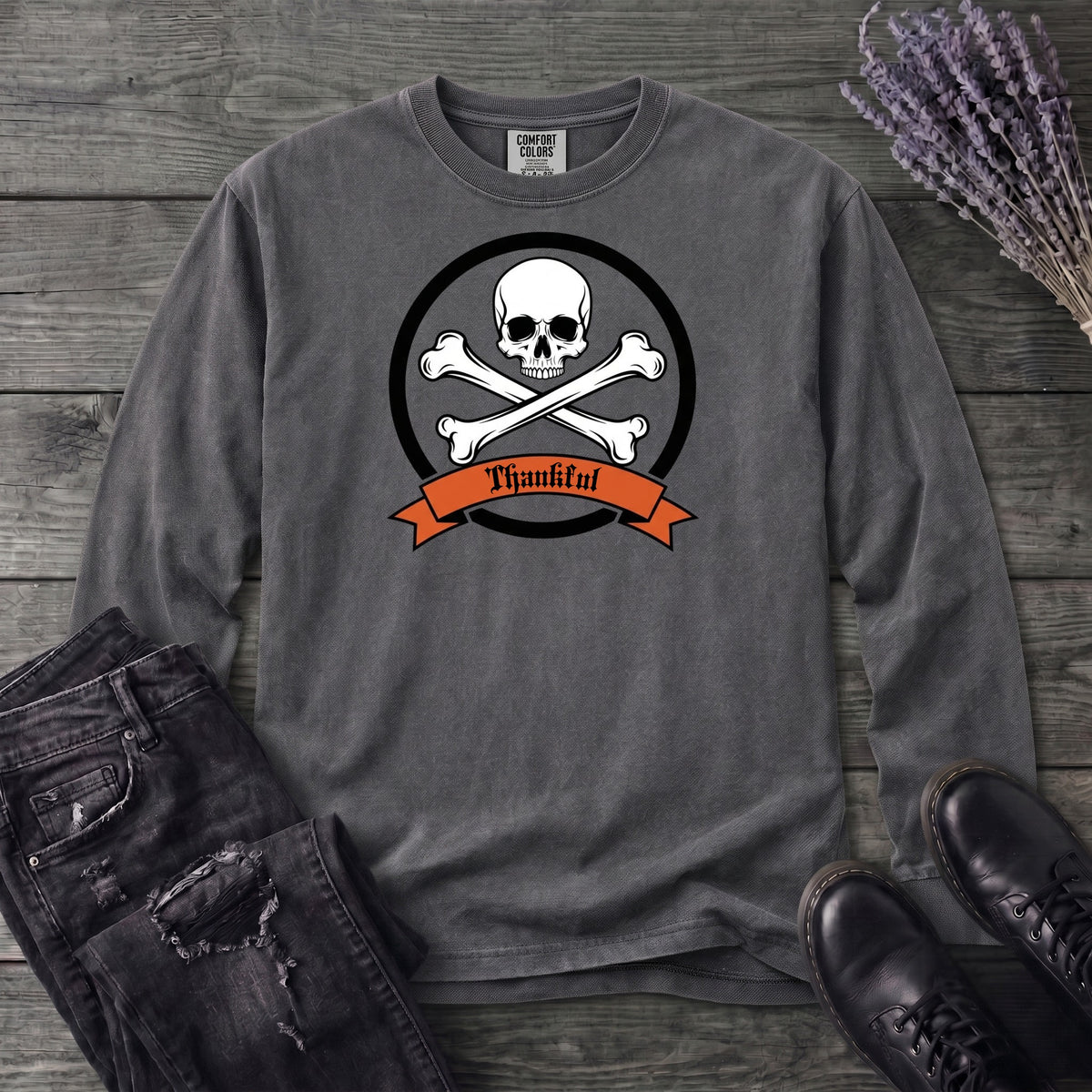 Thankful Crossbones Long Sleeve T-Shirt