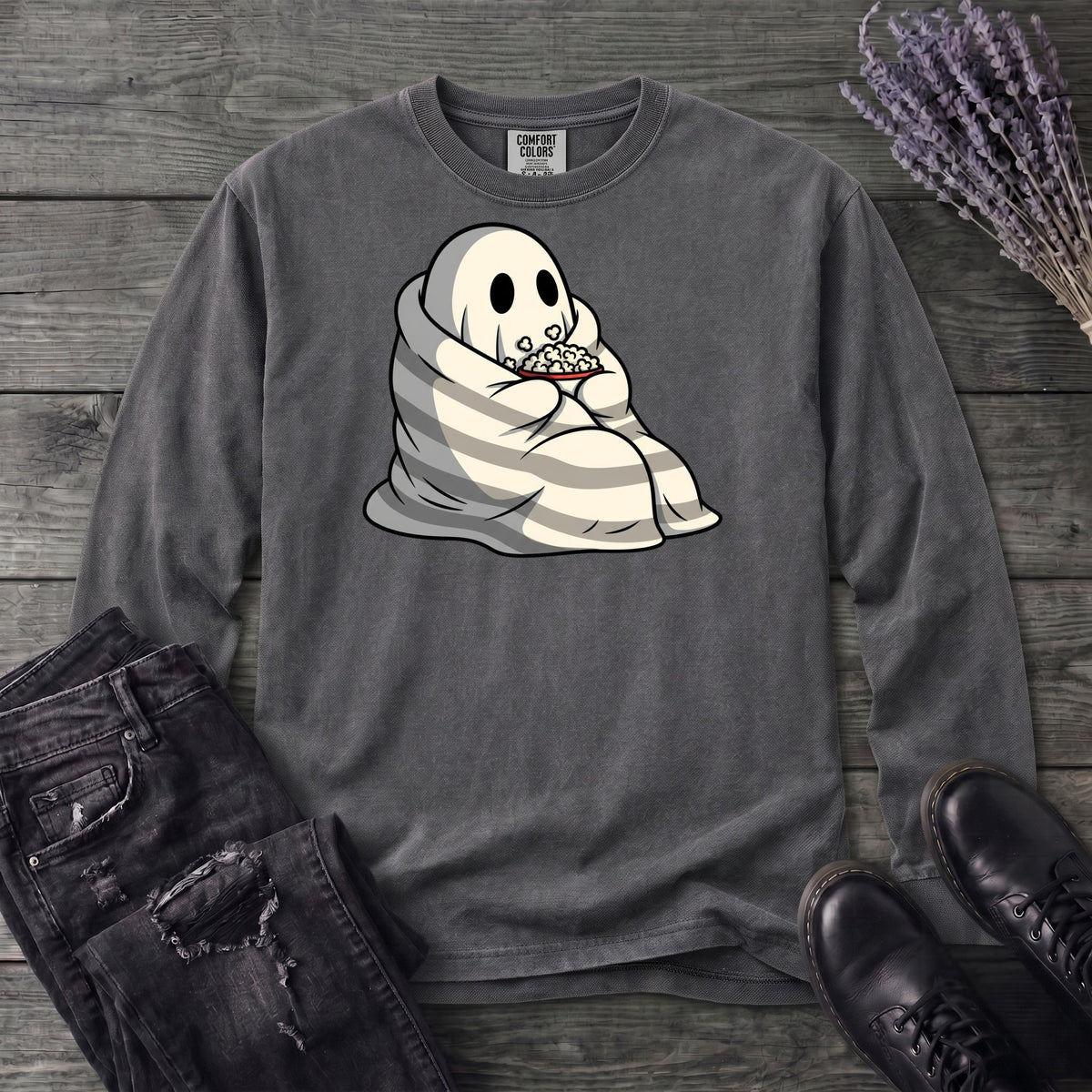 Movie Night Ghost Long Sleeve T-Shirt