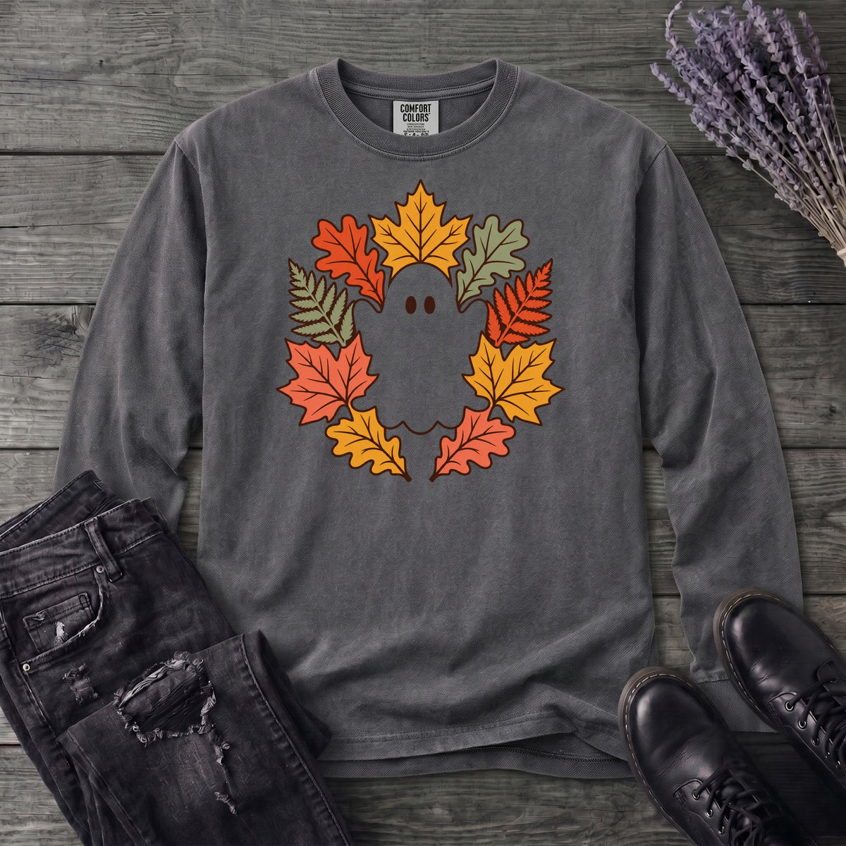 Ghost In The Leaves Long Sleeve T-Shirt