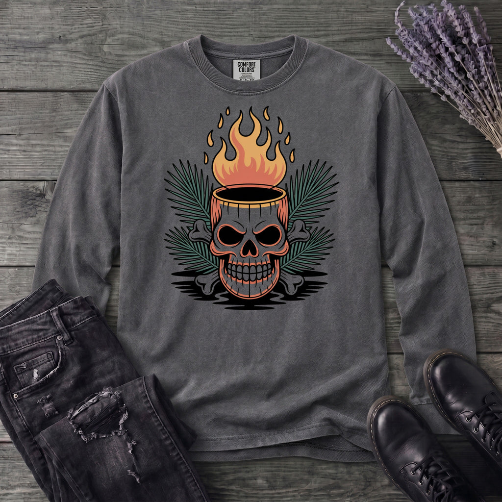 Tiki Skull Drink Long Sleeve T-Shirt