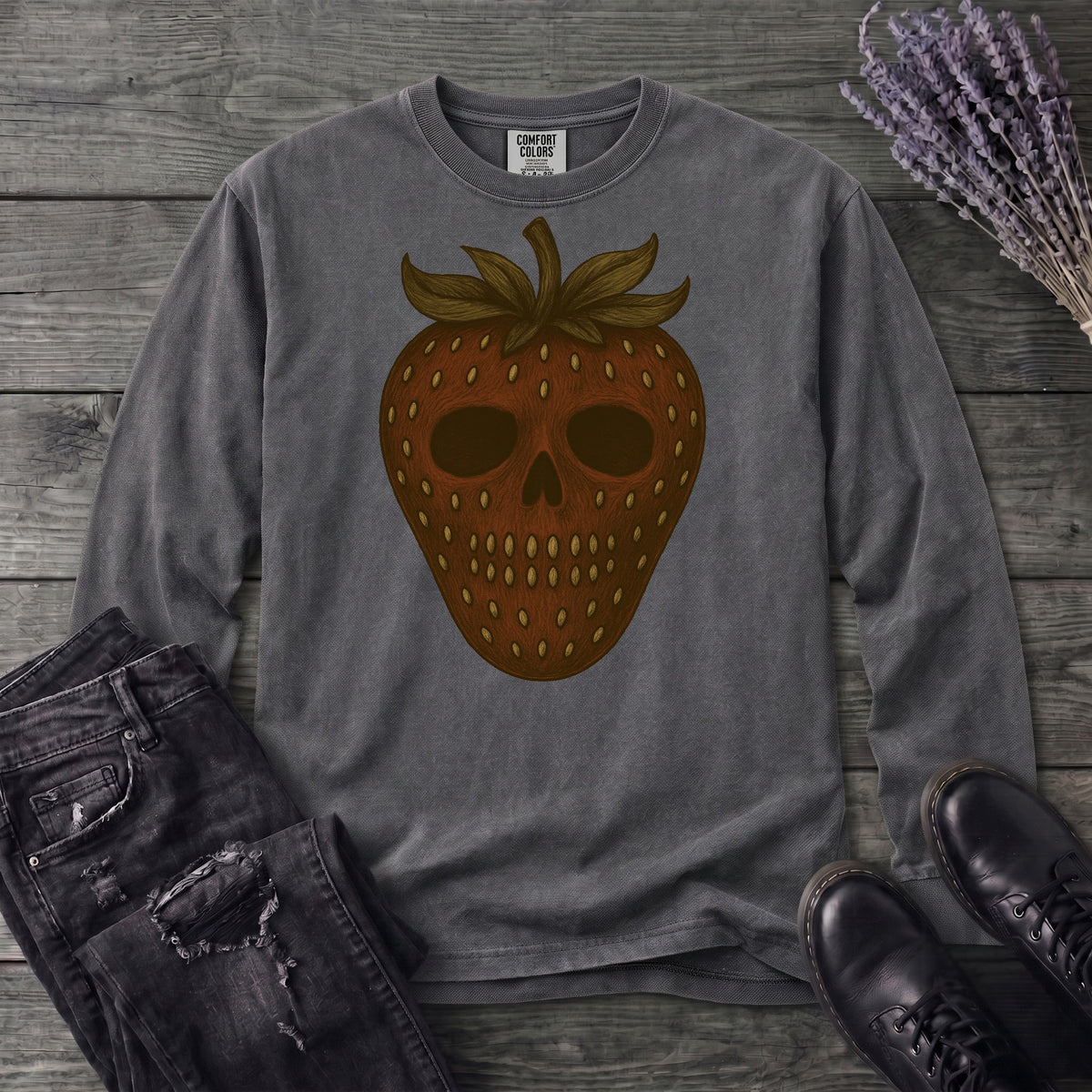 Strawberry Skull Long Sleeve T-Shirt