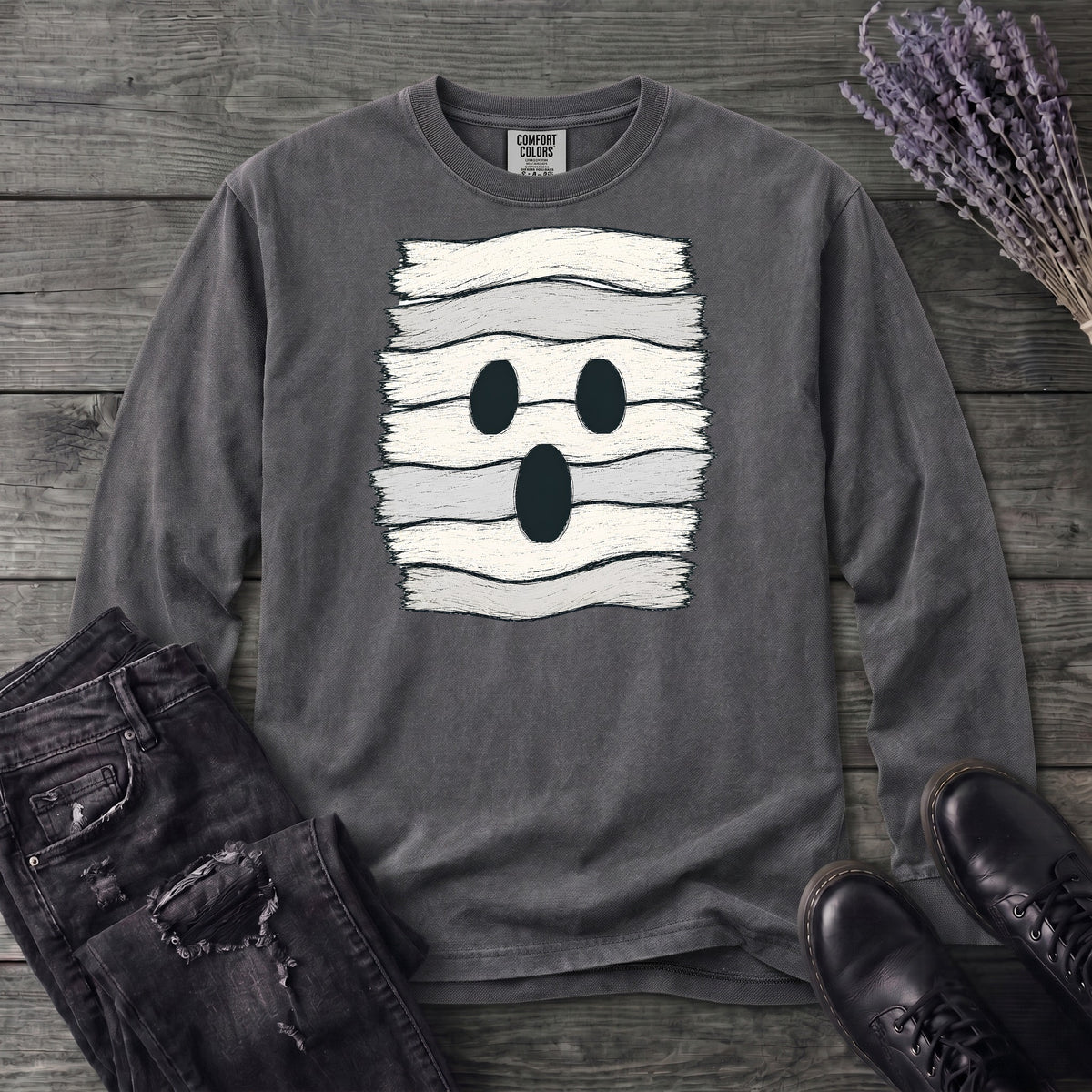 Fabric Strip Ghost Long Sleeve T-Shirt