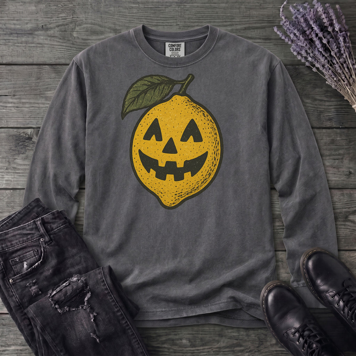 Jack O Lantern Lemon Long Sleeve T-Shirt