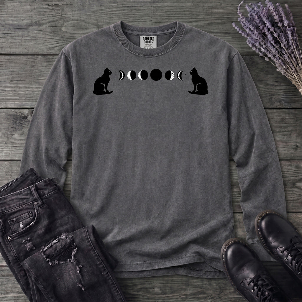 Cat Moon Phases Long Sleeve T-Shirt