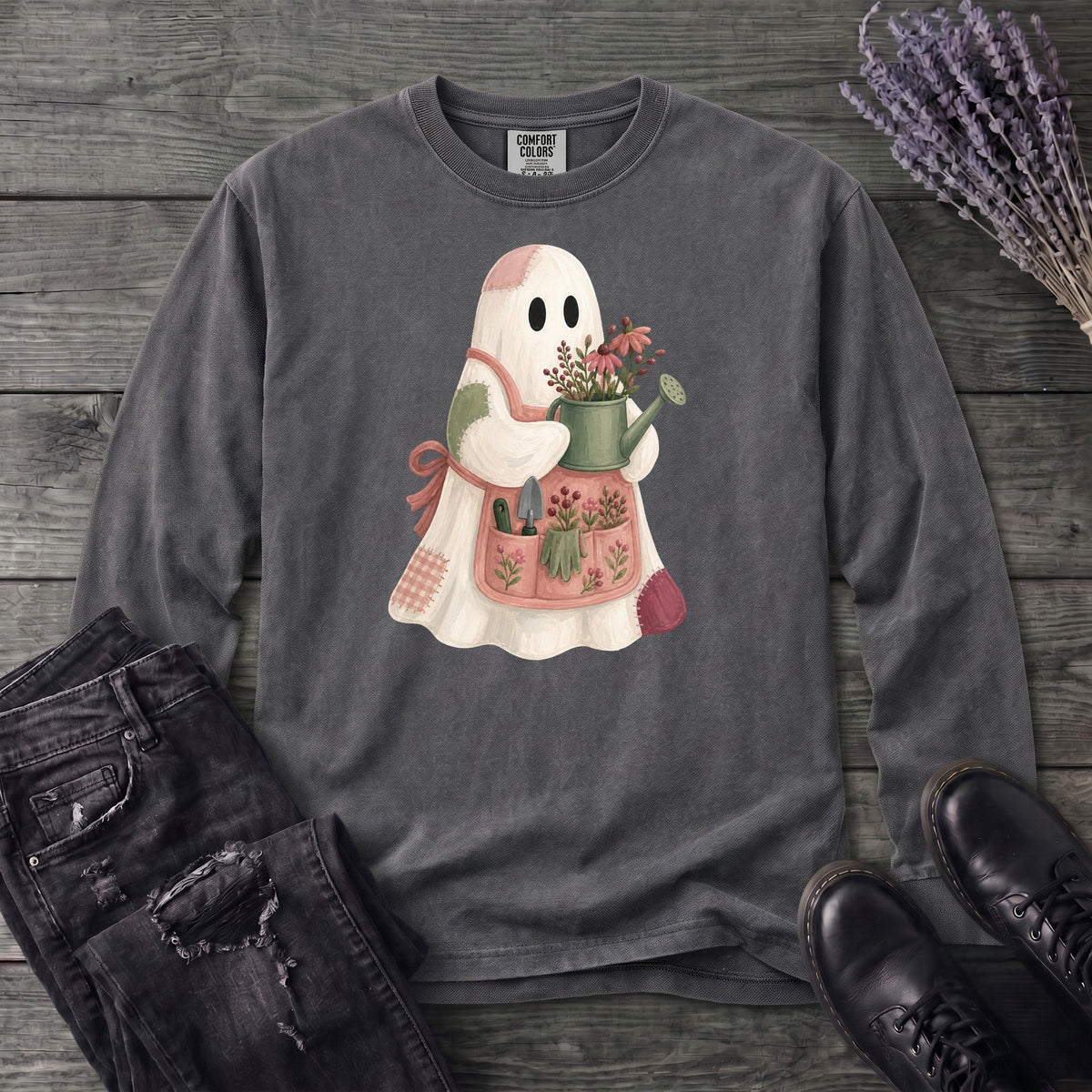 Patchwork Garden Ghost Long Sleeve T-Shirt