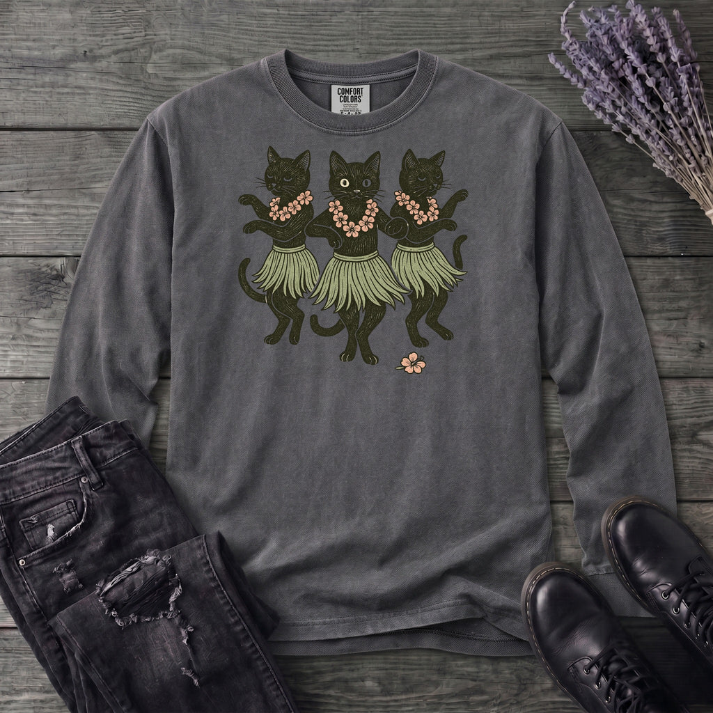 Hula Black Cat Trio Long Sleeve T-Shirt