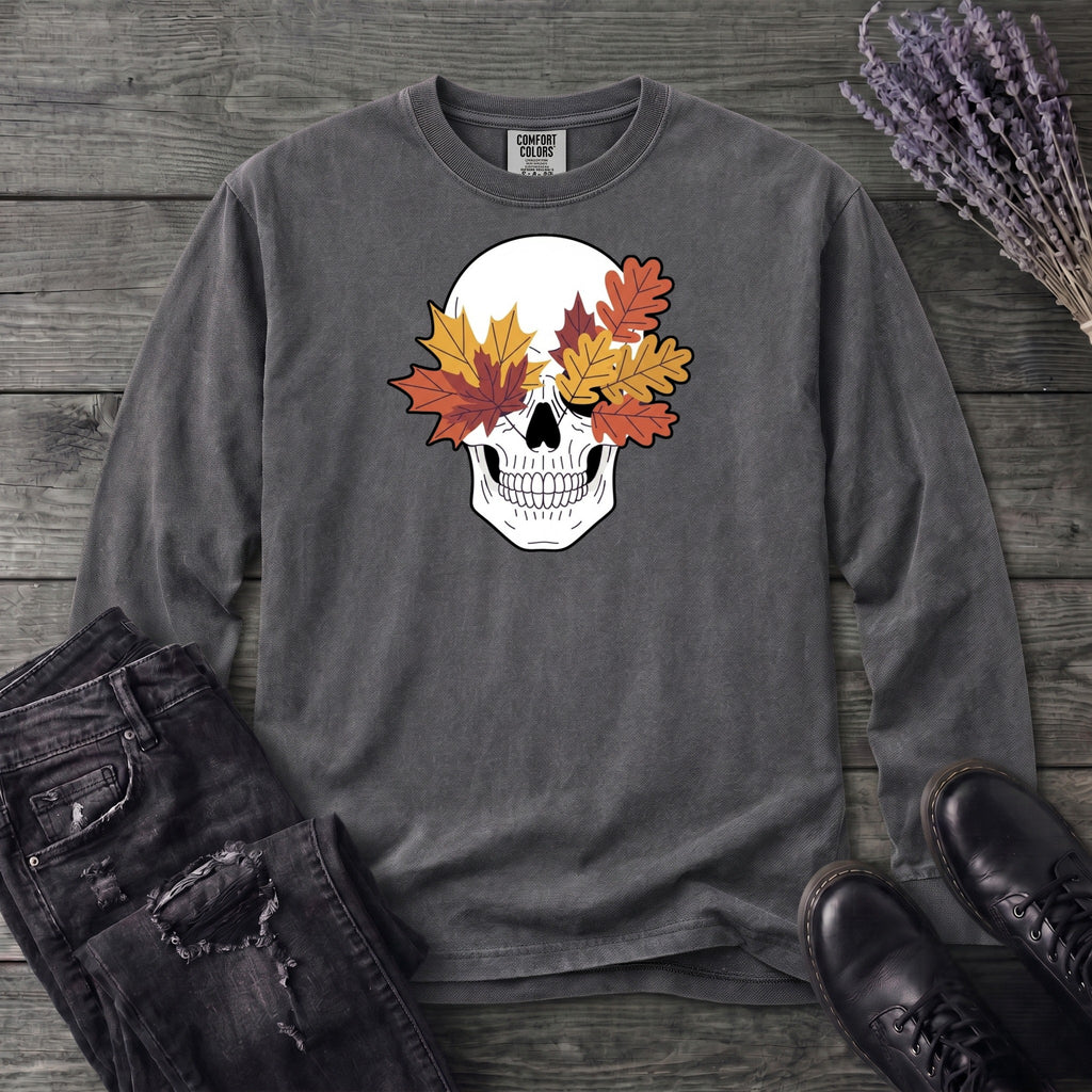 Fall Leaf Skull Long Sleeve T-Shirt