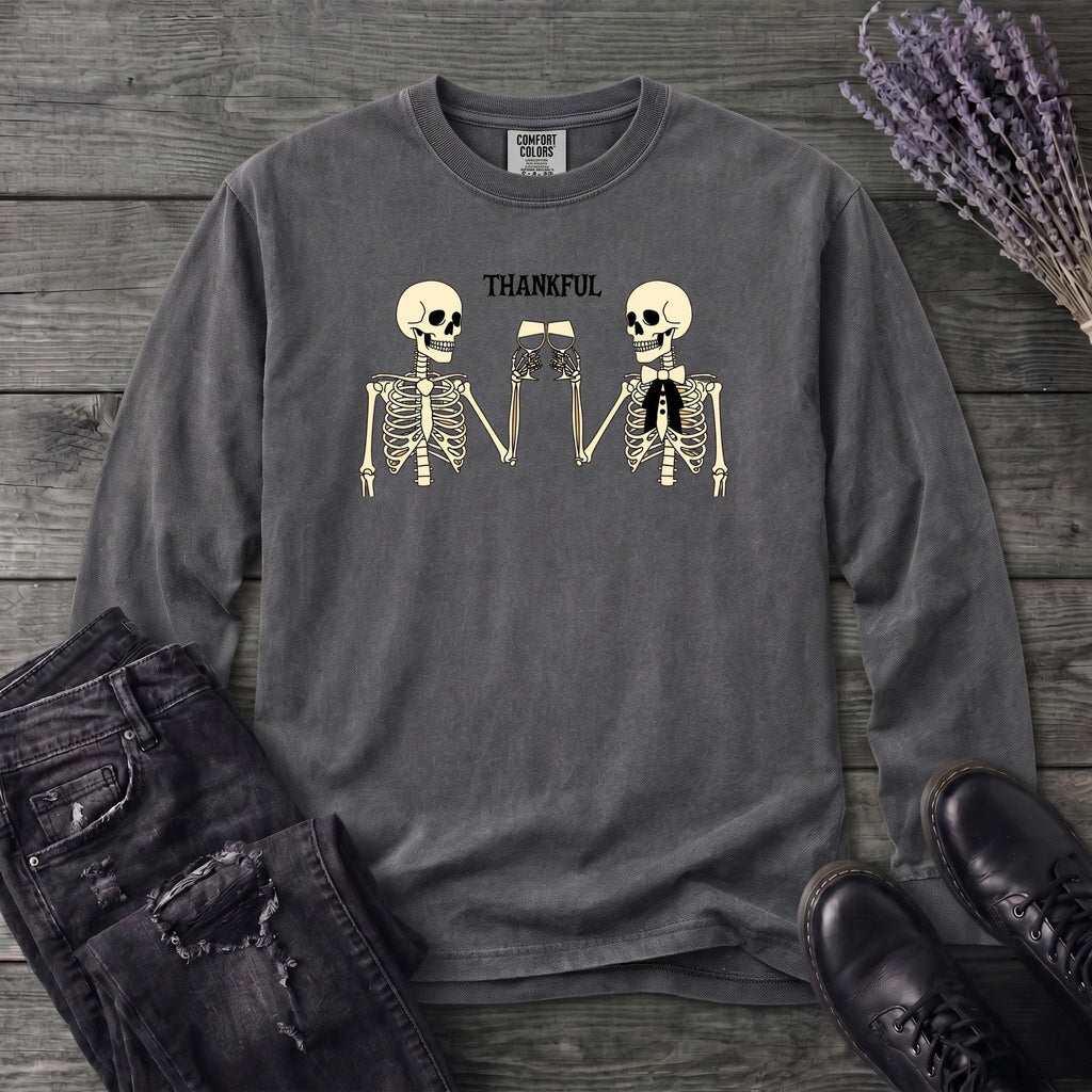 Thankful Toasting Skeletons Long Sleeve T-Shirt