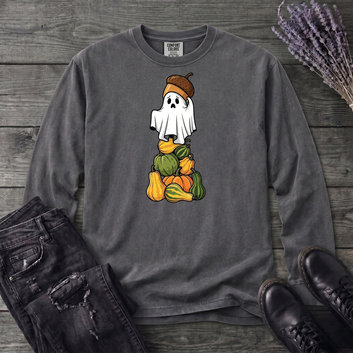 Stacked Squash Ghost Long Sleeve T-Shirt