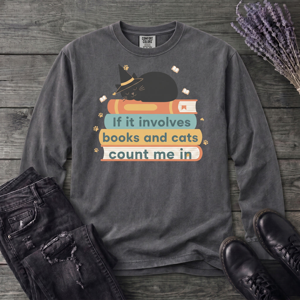 books and cats Long Sleeve T-Shirt