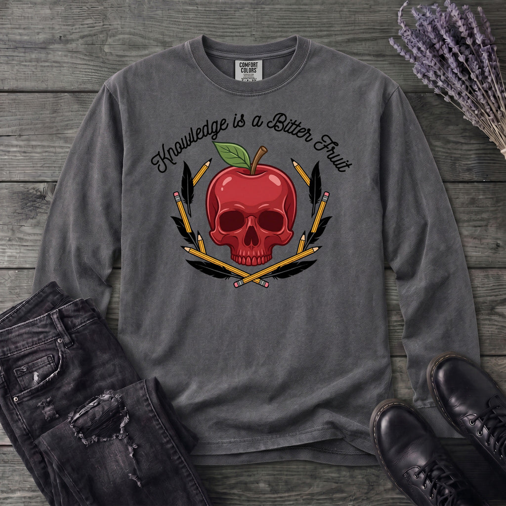 knowledge is a bitter fruit apple skull Long Sleeve T-Shirt